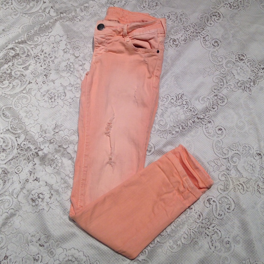 SOLD Peach distressed jeans