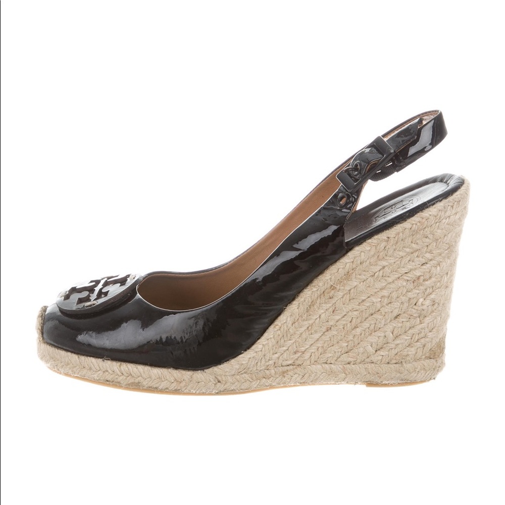 Patent Leather Espadrille Wedges