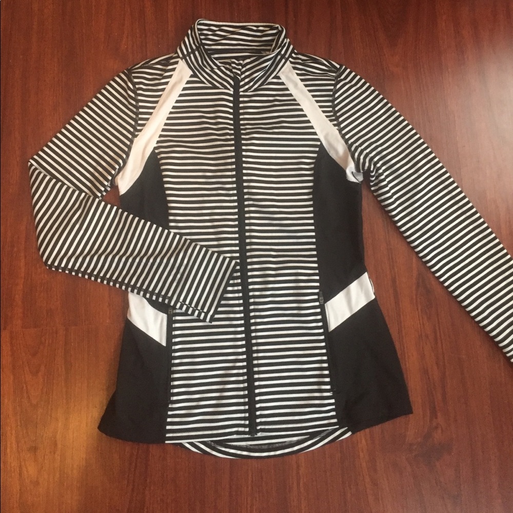 Macy's black and white striped track jacket