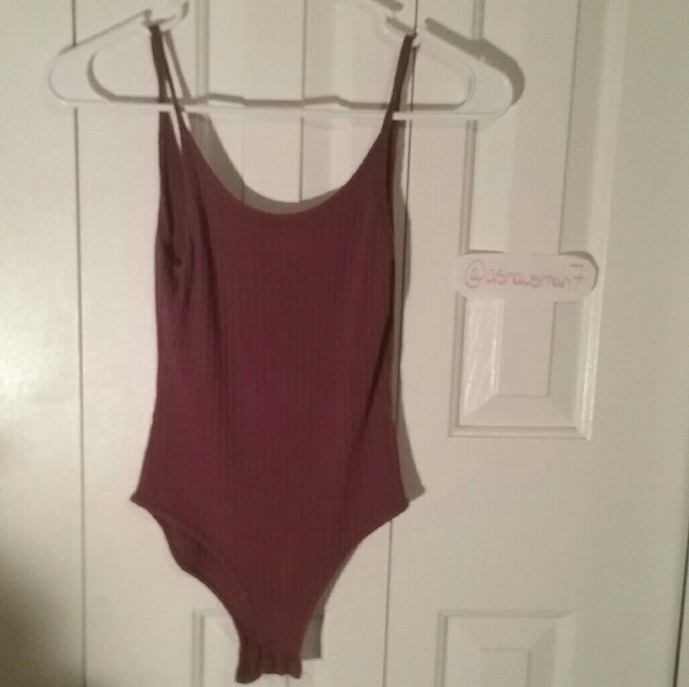 Maroon ribbed bodysuit