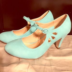 Aqua Teal Strappy Heels