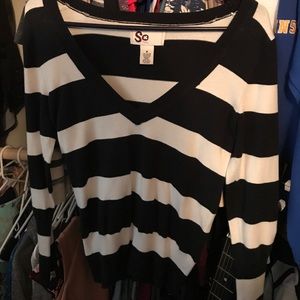 Black and white striped long sleeved shirt