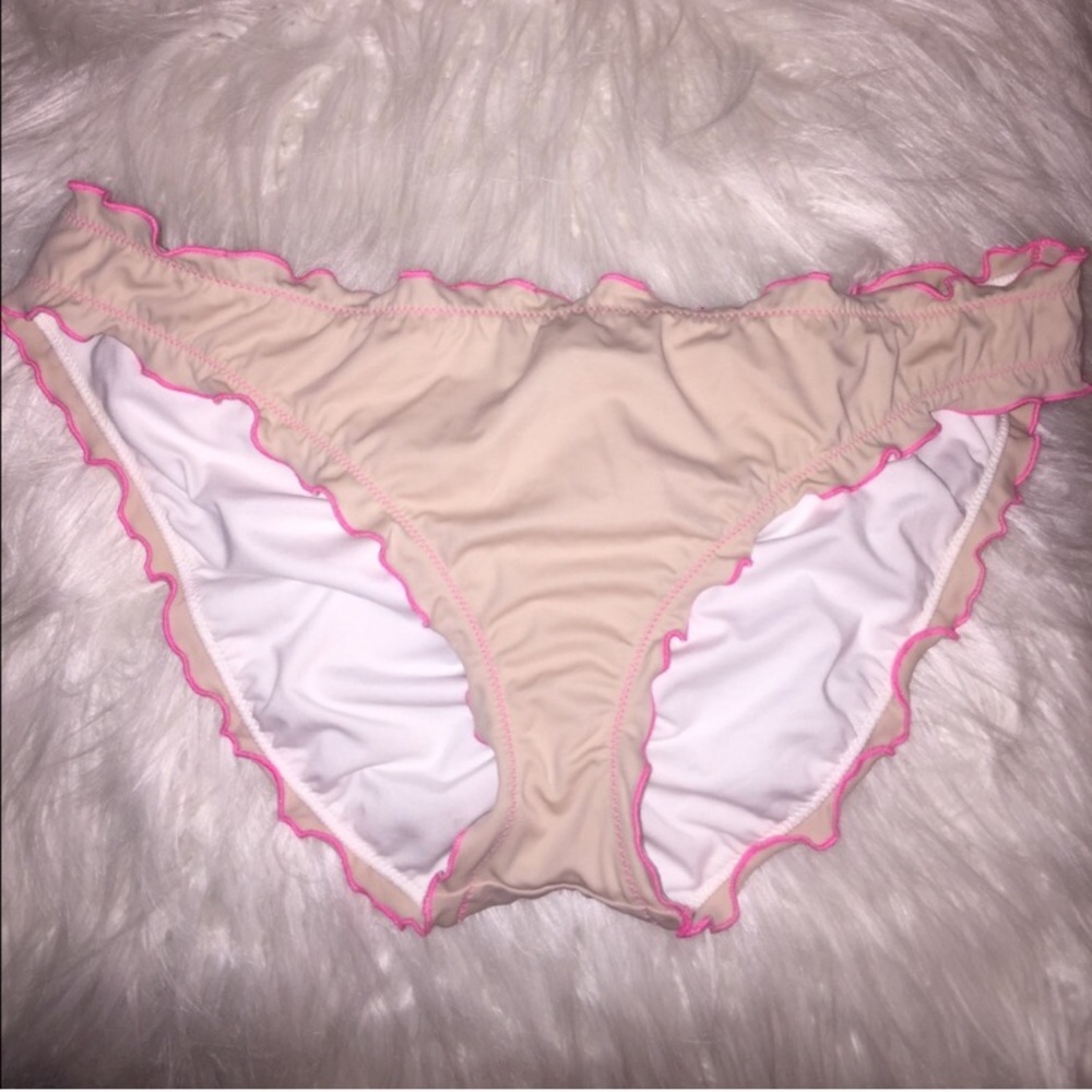 Nude and hot pink ruffle bikini bottoms