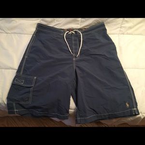 Men's Polo navy blue Medium swim trucks. Light.