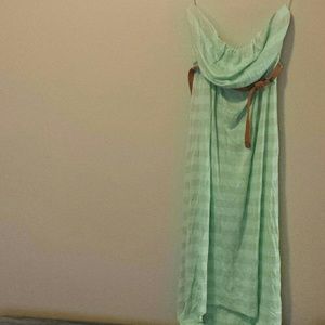 XL Strapless & Belted High Low Dress