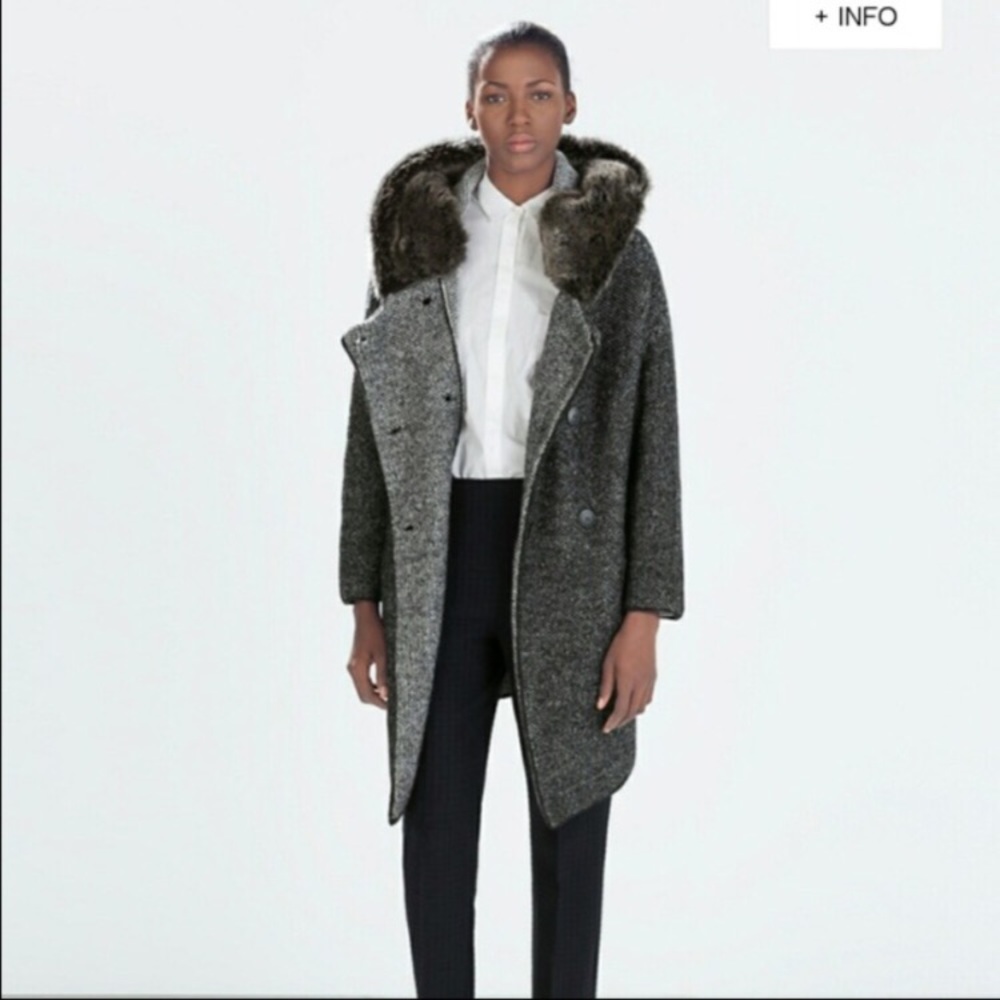 ZAra faux fur collar coat