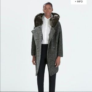 ZAra faux fur collar coat