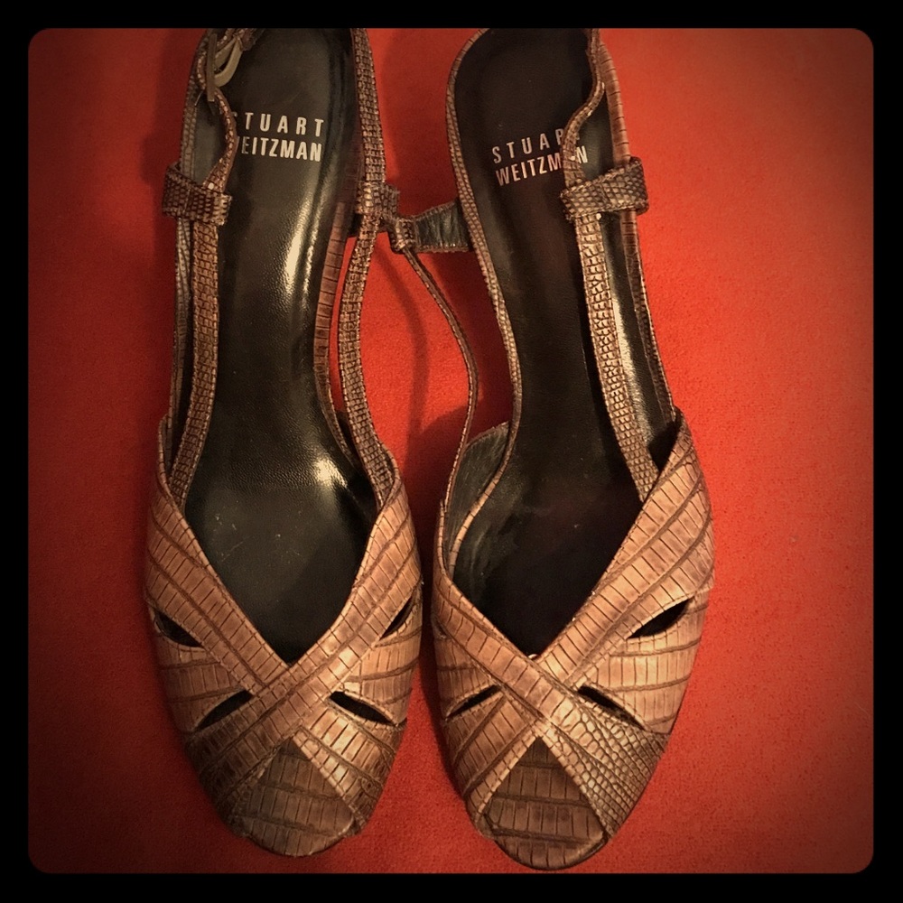 Stuart Weitzman Croc Strappy Heels