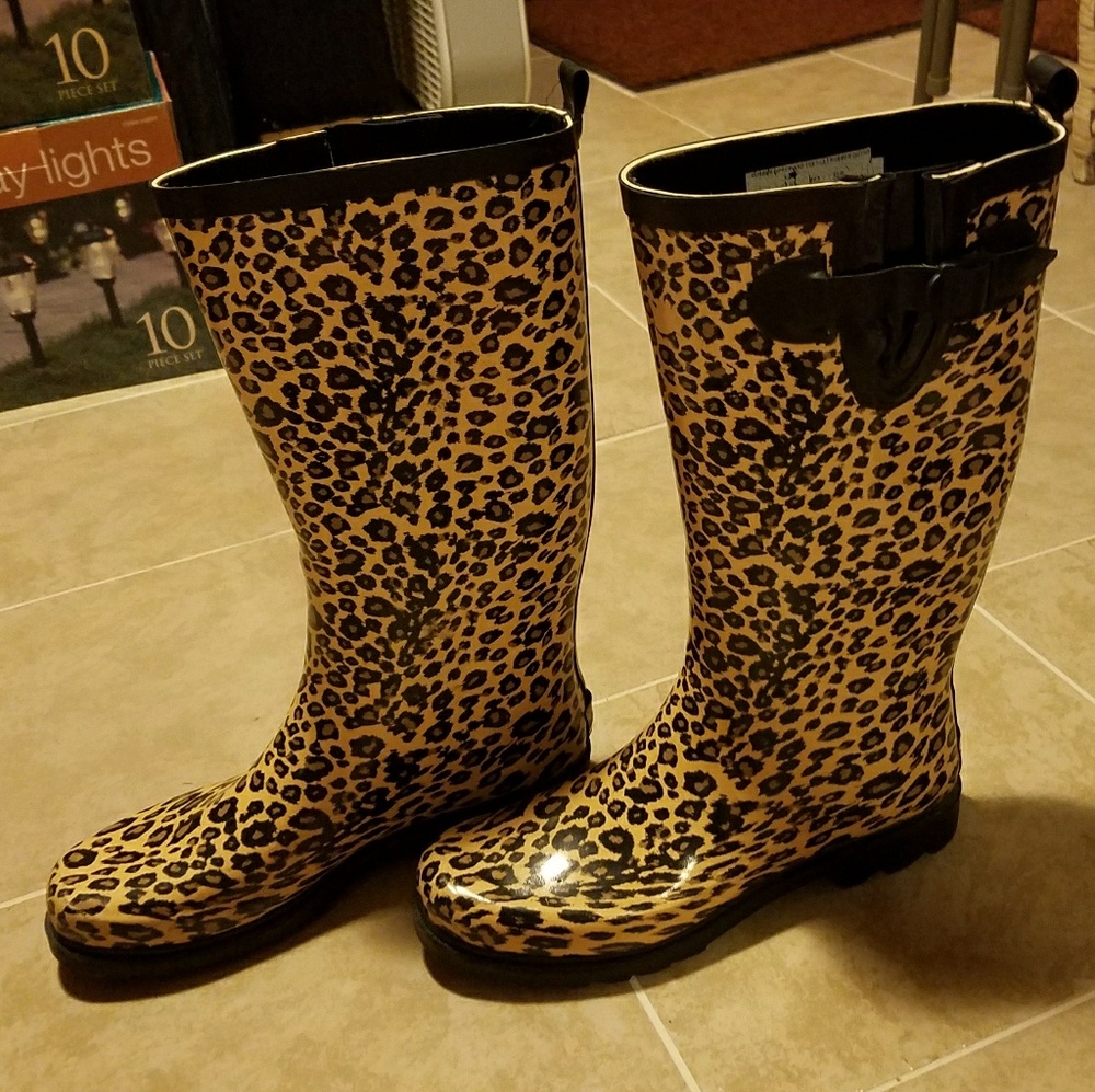 Cheetah Print Rain Boots