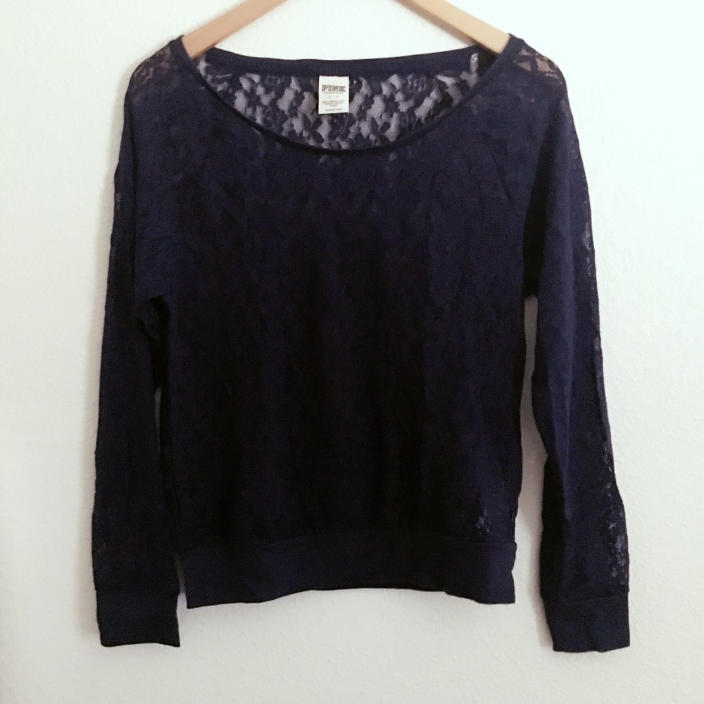Pink long sleeve lace top