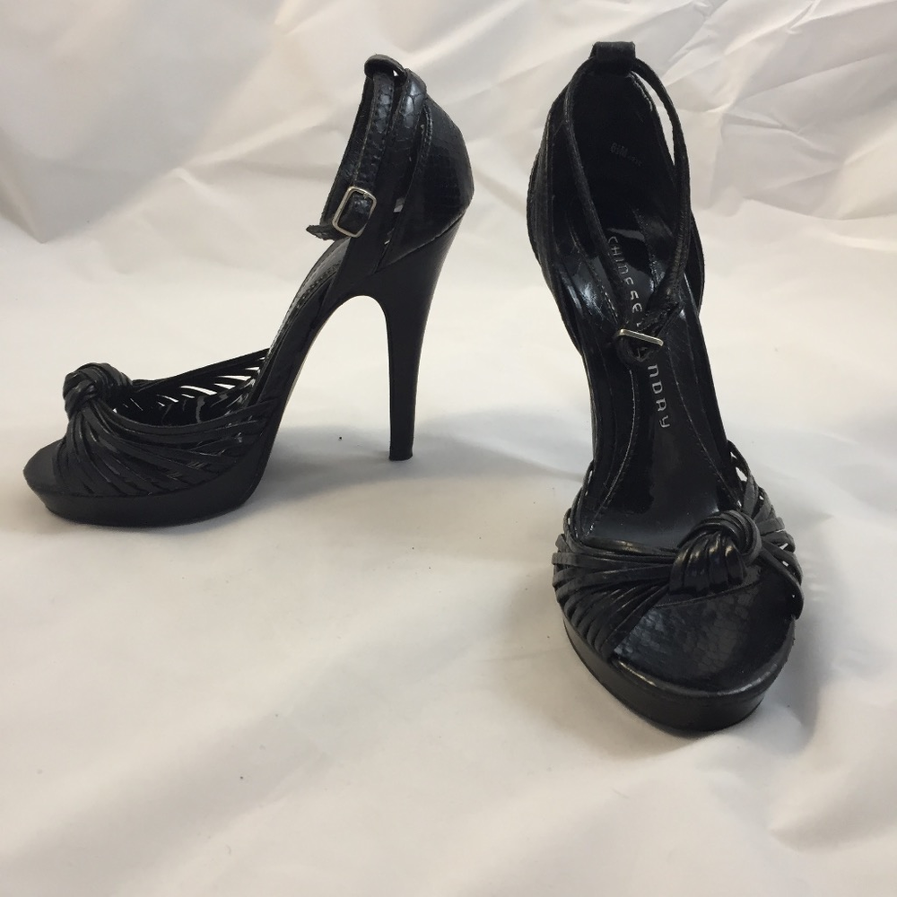 4/$20 Chinese Laundry Black Platform Heels Sz 6.5M - Picture 4 of 7