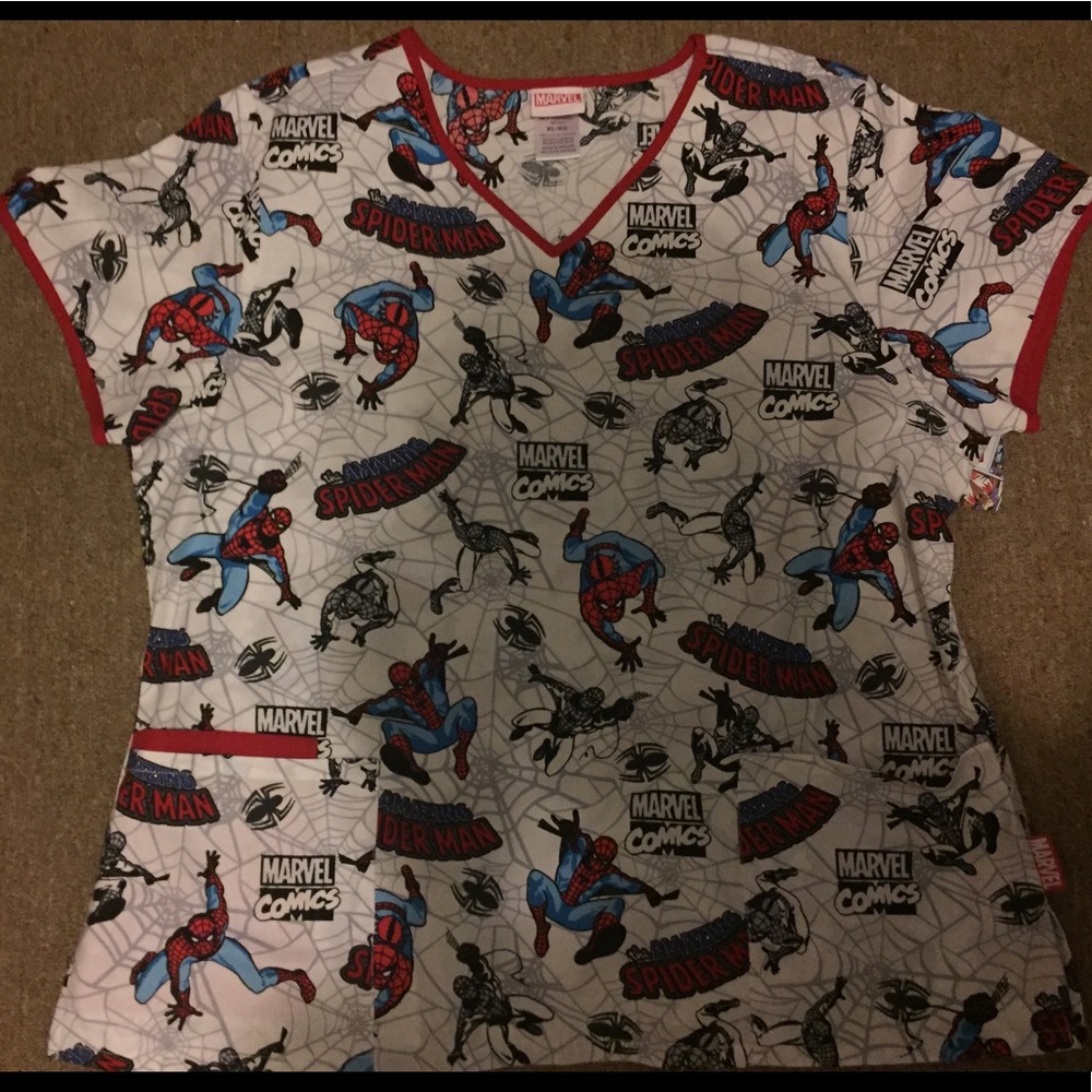 Marvel Comics Amazing Spiderman Scrub Top
