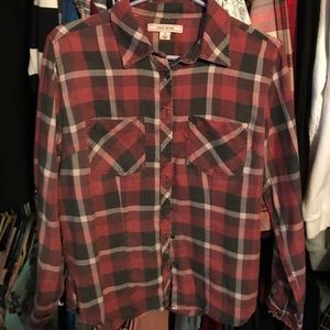 Adam Levine rusty red flannel shirt