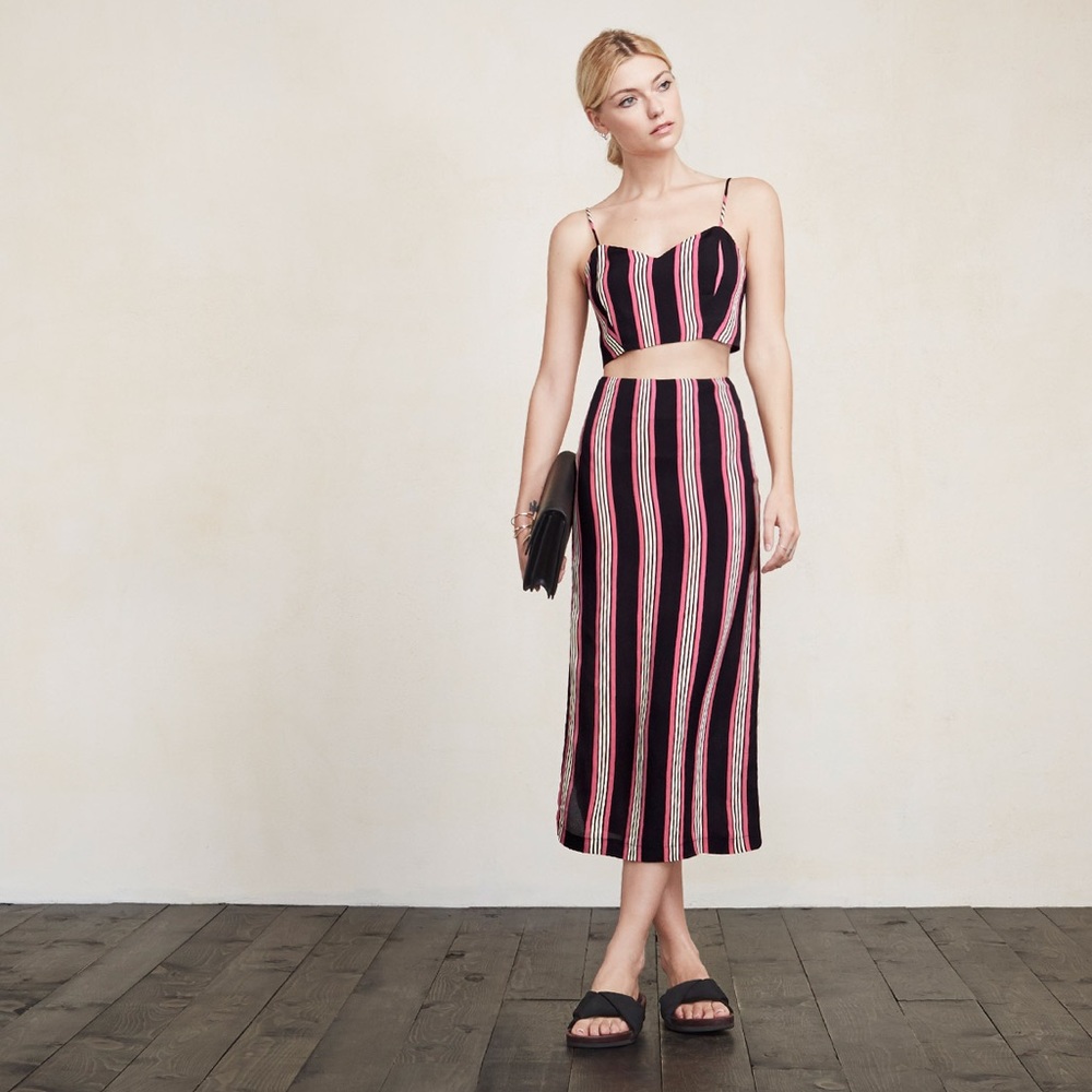 Reformation Alda striped two piece