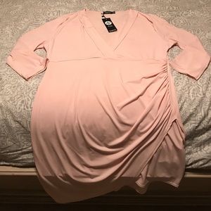 Boohoo Wrap Front Dress Nude