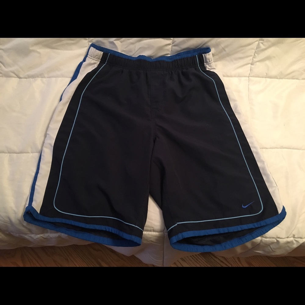 Men's Nike elastic waist dark blue swim trunks