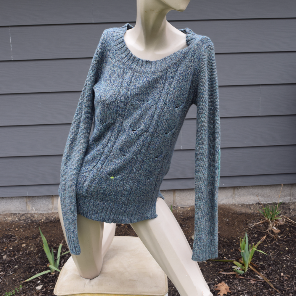 Blue/Turquoise/Grey Cable knit sweater