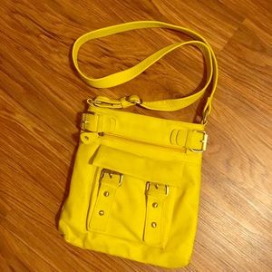 Yellow faux leather crossbody bag