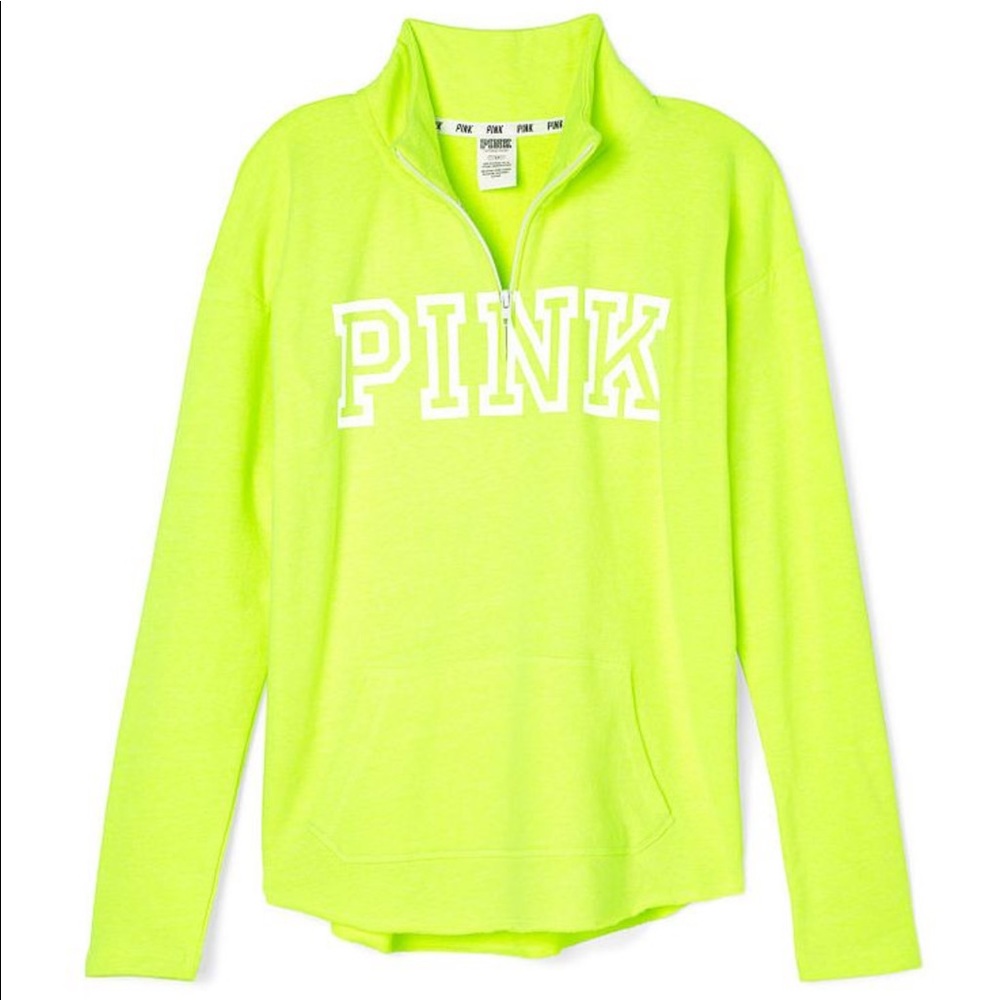 SOLD 💕 PINK Neon Yellow Half Zip - Picture 1 of 7