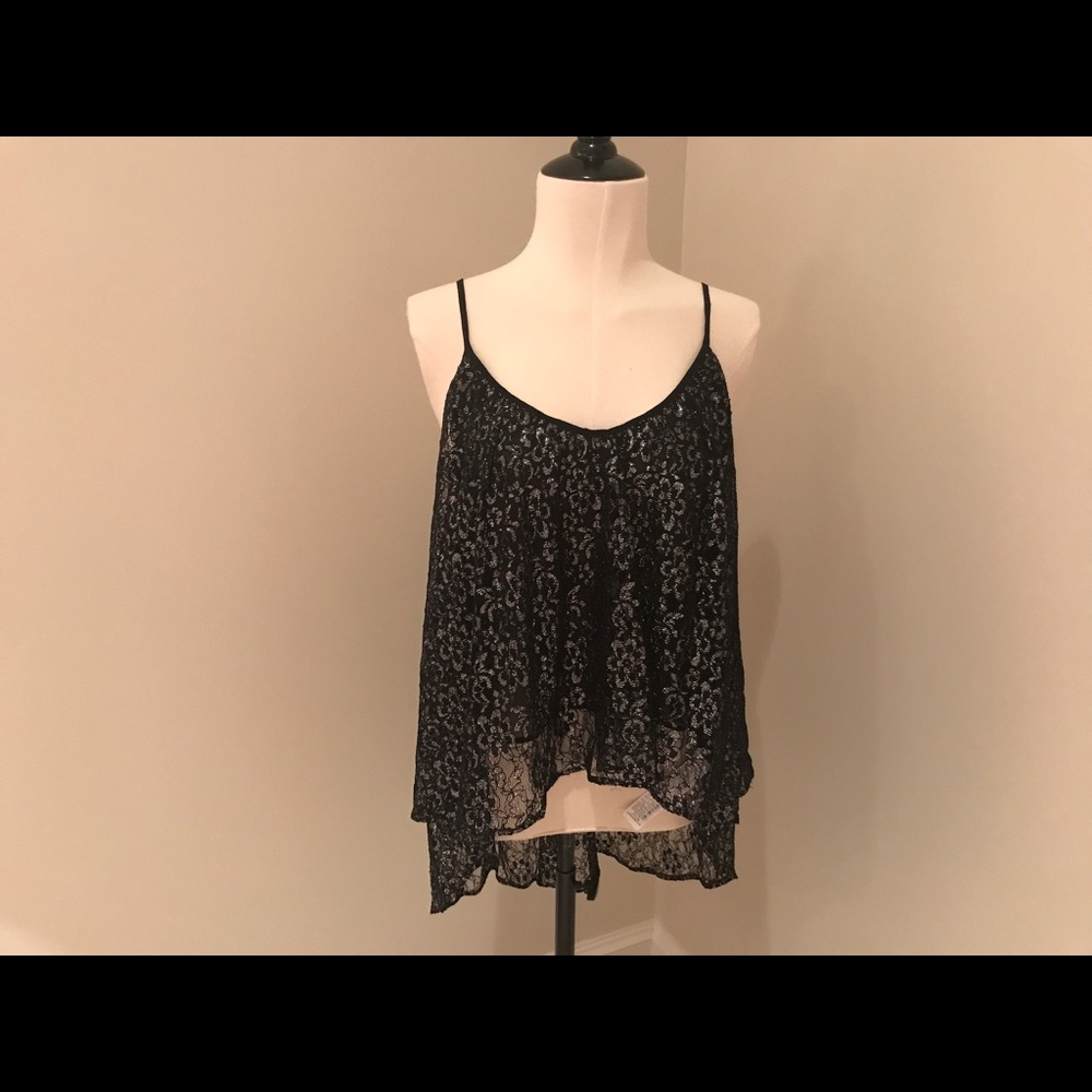 Shimmery floral tank top