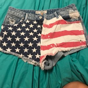 Top shop jean shorts USA flag theme