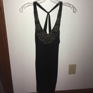 Beaded Blu Heaven black mini/cocktail dress