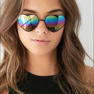 Forever 21 Rainbow Heart Sunglasses
