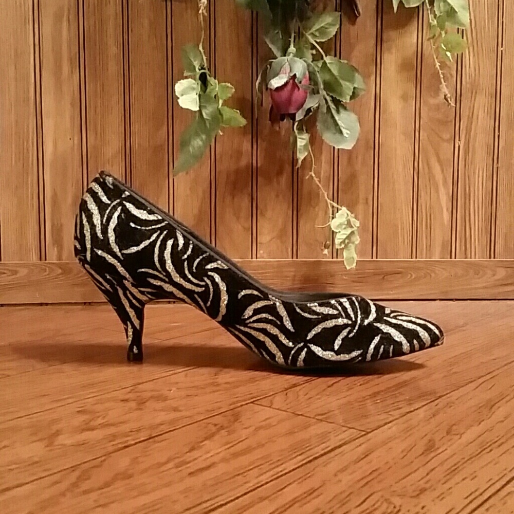 Black with Gold Glitter Detailing Shoes