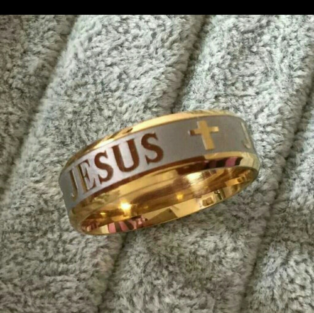 Jesus Cross Titanium Steel 18K Ring