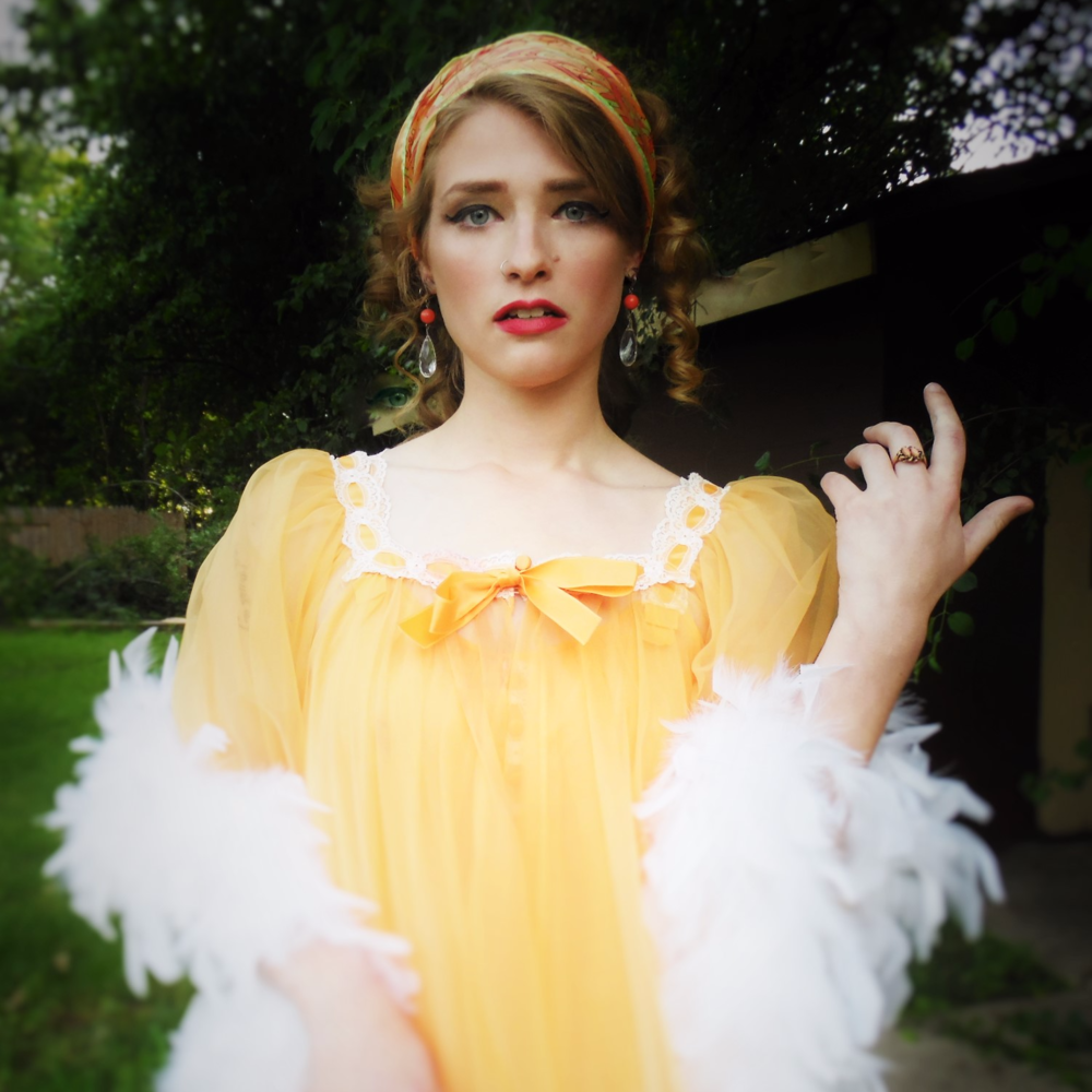 Vintage 50s Electric Orange Nightie Set