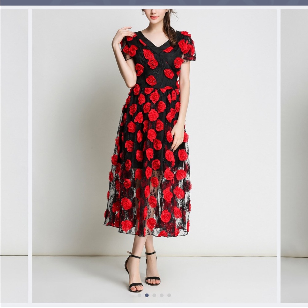 💋HP 3/30💋Gorgeous 3D Rose dress - Picture 2 of 4