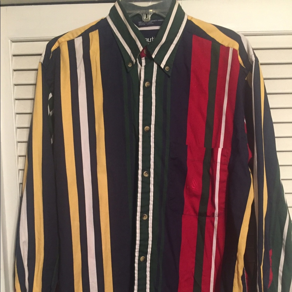 Red|Blue|Green|Yellow &'d White Long Sleeve Shirt