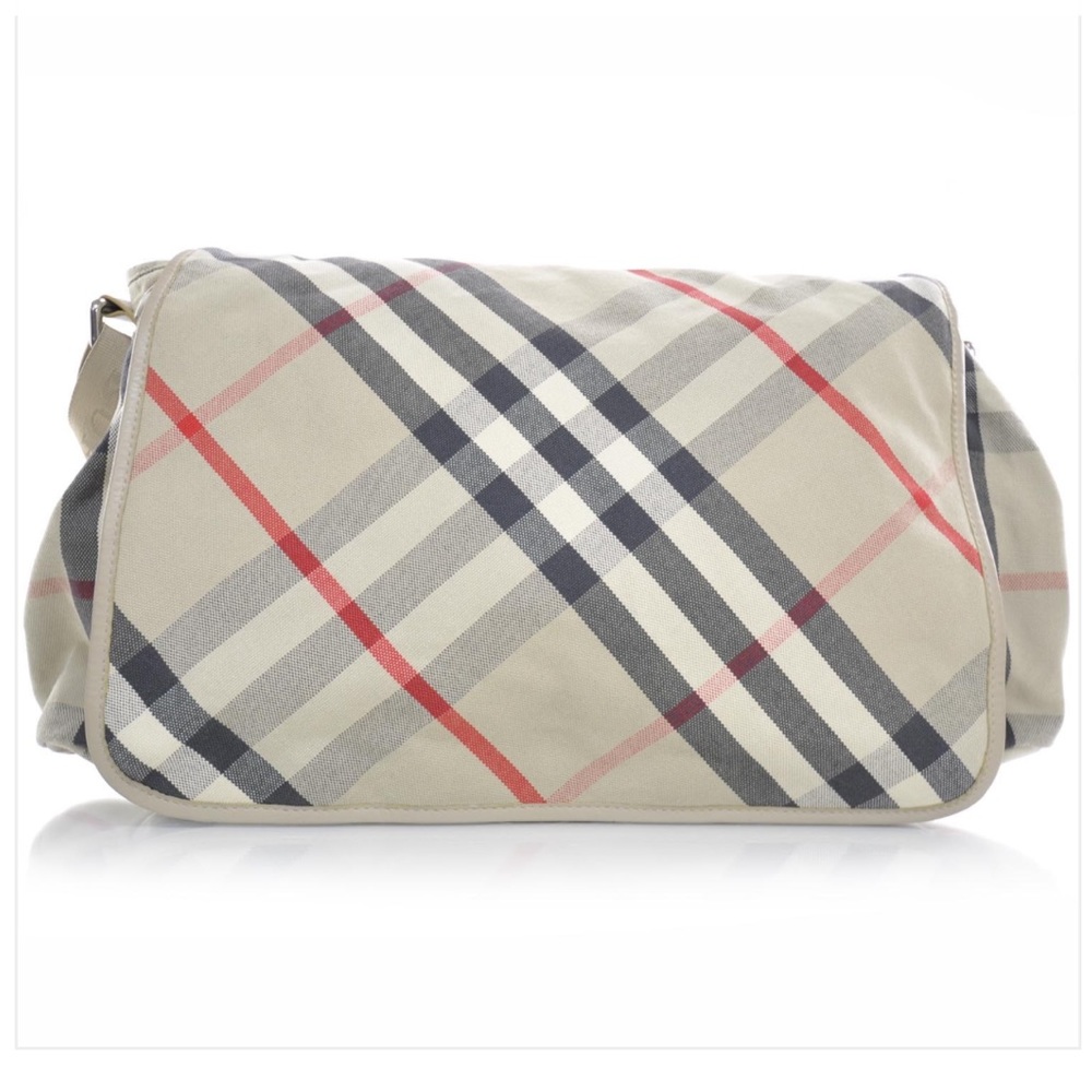 Authentic Burberry messenger cloth diaper bag.