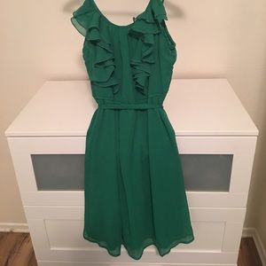 Green dress with ruffles