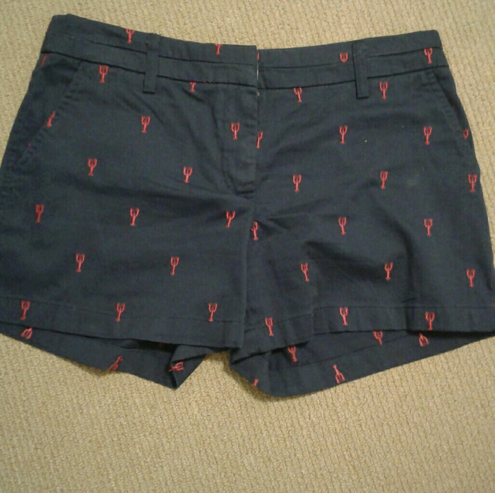 navy and red lobster shorts