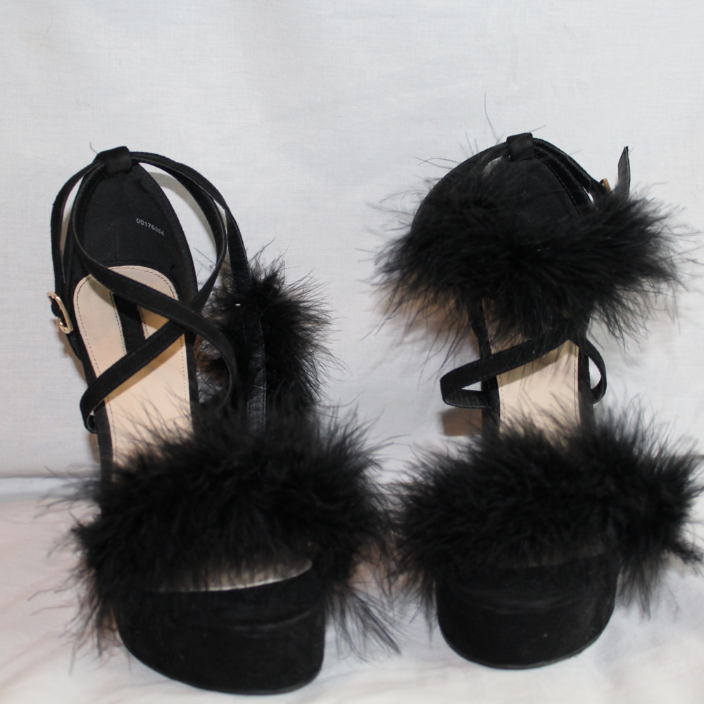 Fuzzy Black Heel