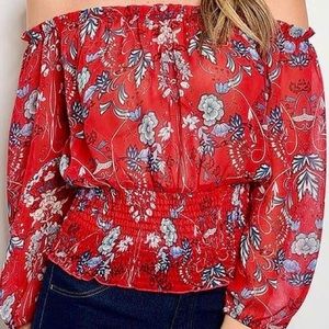 Red Flower Bomb Top
