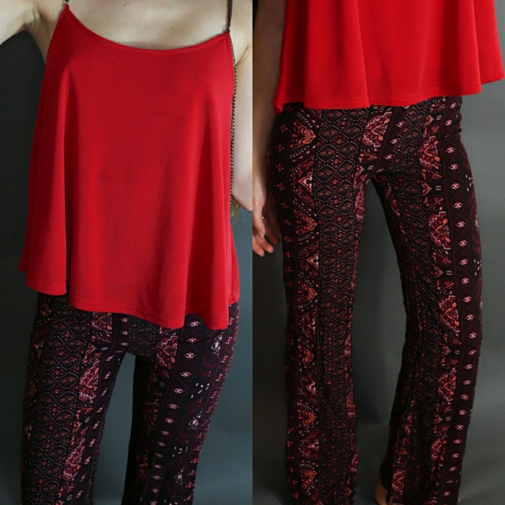 Burgundy Patterned Pants