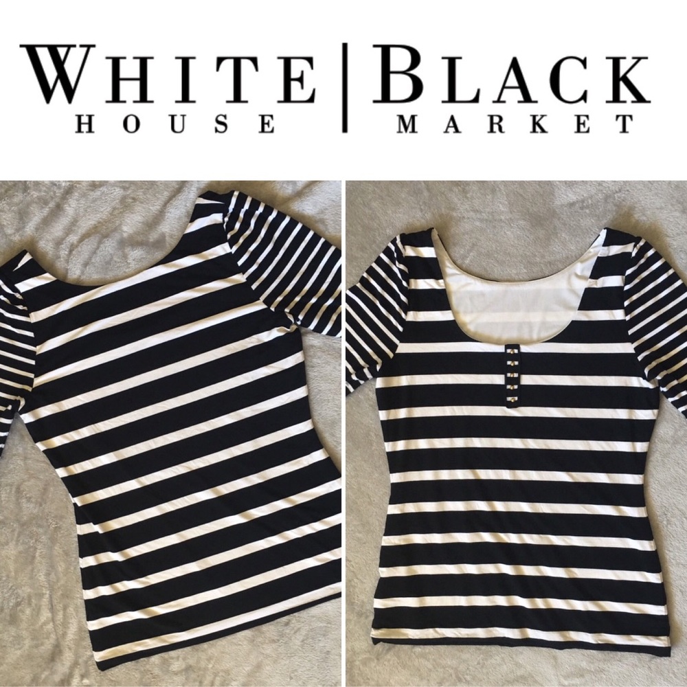 White House Black Market Striped Low Scoop Back