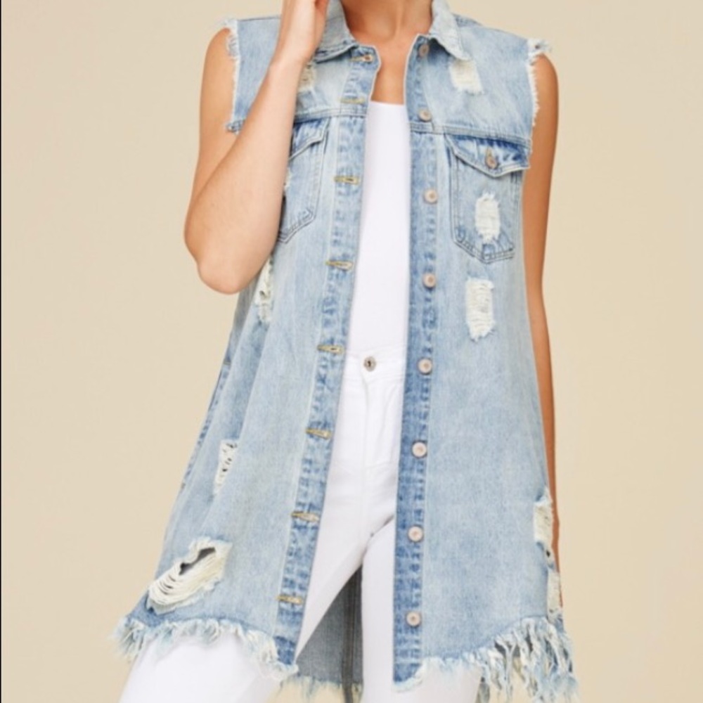 Distressed Over Sized Vest