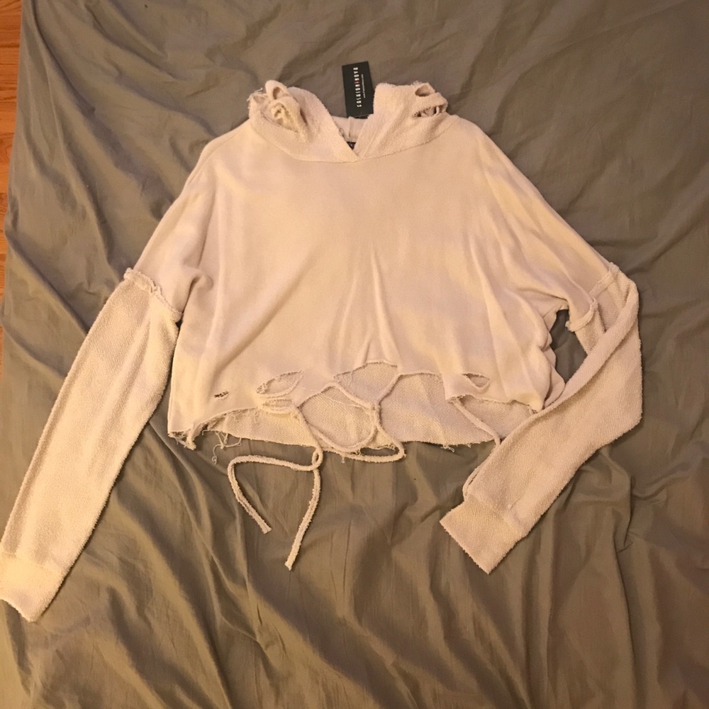 Fashion Nova distressed cropped hoodie