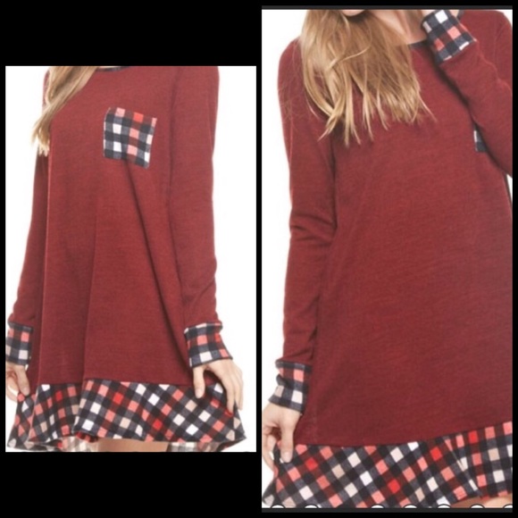 Sale🔥 French Terry plaid dress - Picture 2 of 8