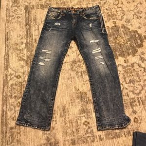 Dark rock revival jeans.