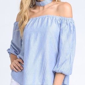 Off the shoulder choker shirt