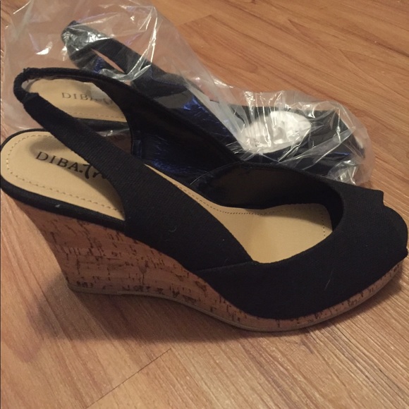 Diba Shoes Diba Black Wedge Sandals Size 9 Poshmark