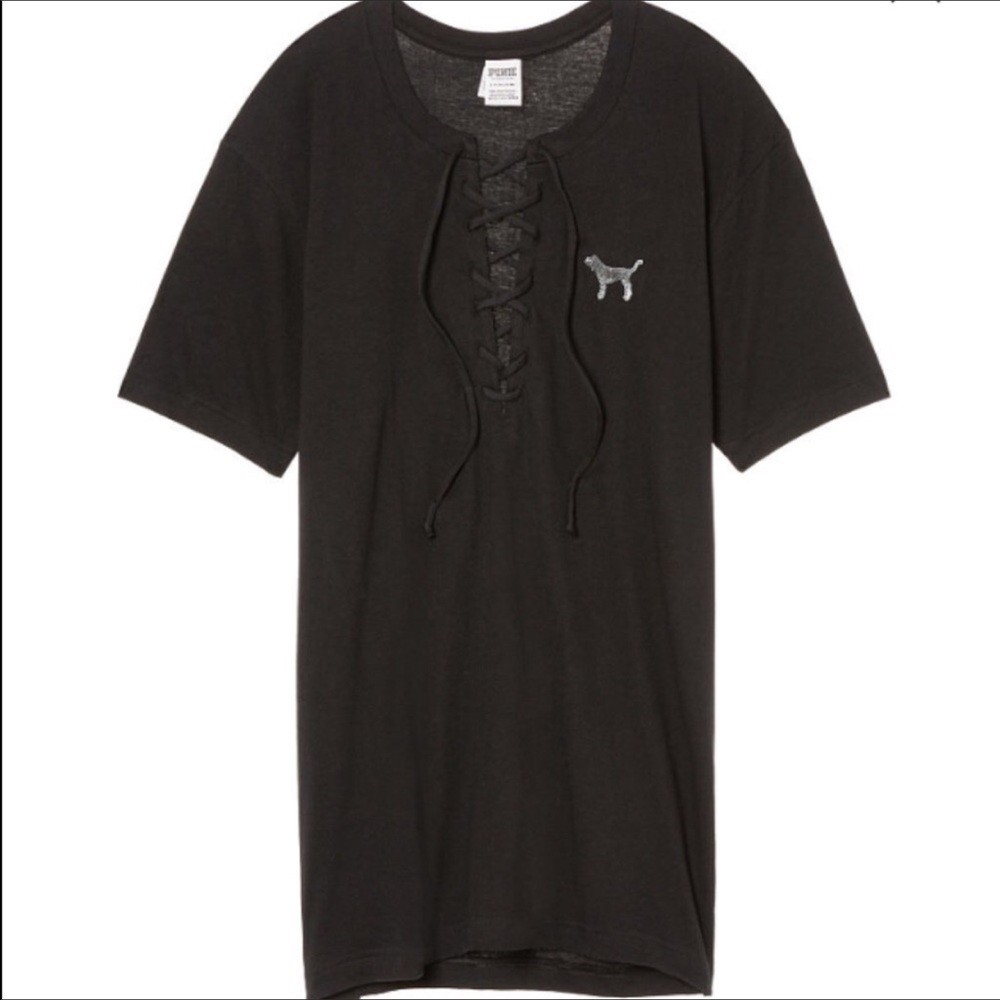 ‼️SOLD‼️Victoria's Secret PINK Bling Lace-Up tee