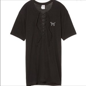 ‼️SOLD‼️Victoria's Secret PINK Bling Lace-Up tee