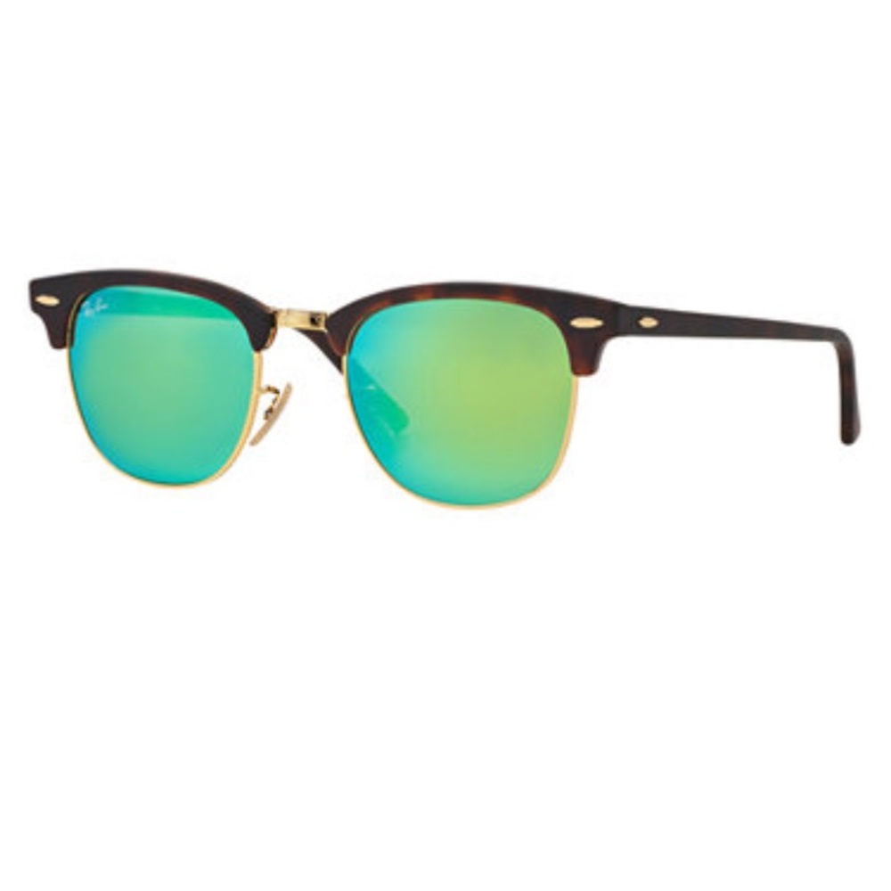 Green mirrored lenses Clubmaster RayBan Sunglasses
