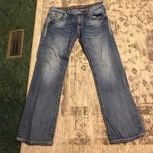 Light blue rock revival jeans.