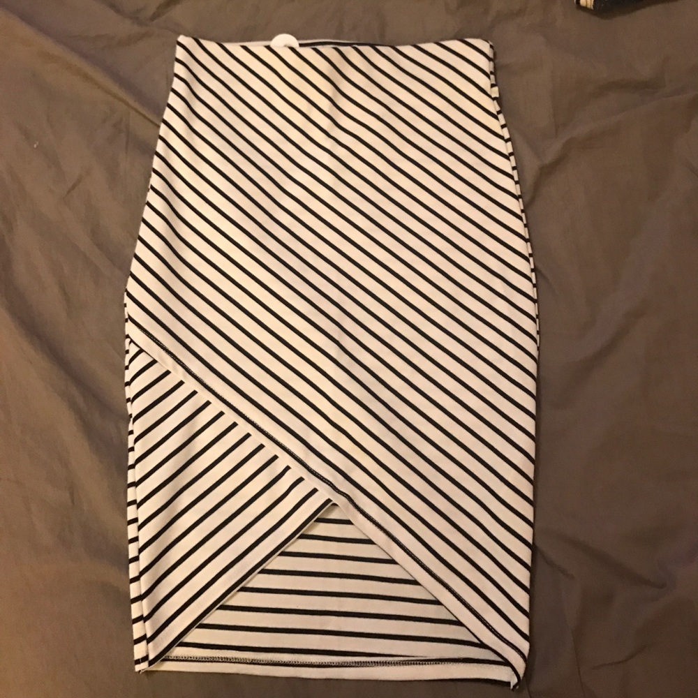 Zara striped midi bodycon skirt